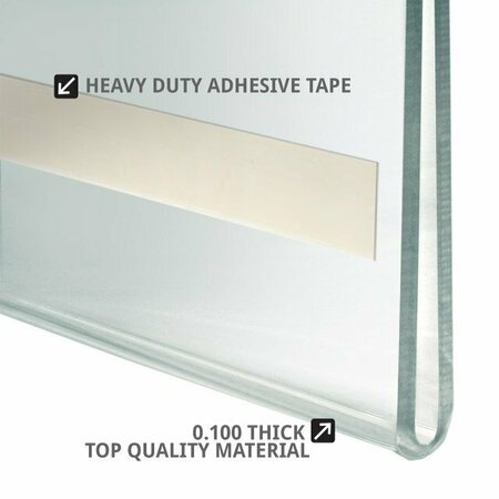 Azar Displays Clear Acrylic 2'' x 7'' Adhesive U-Frame, 10PK 122007